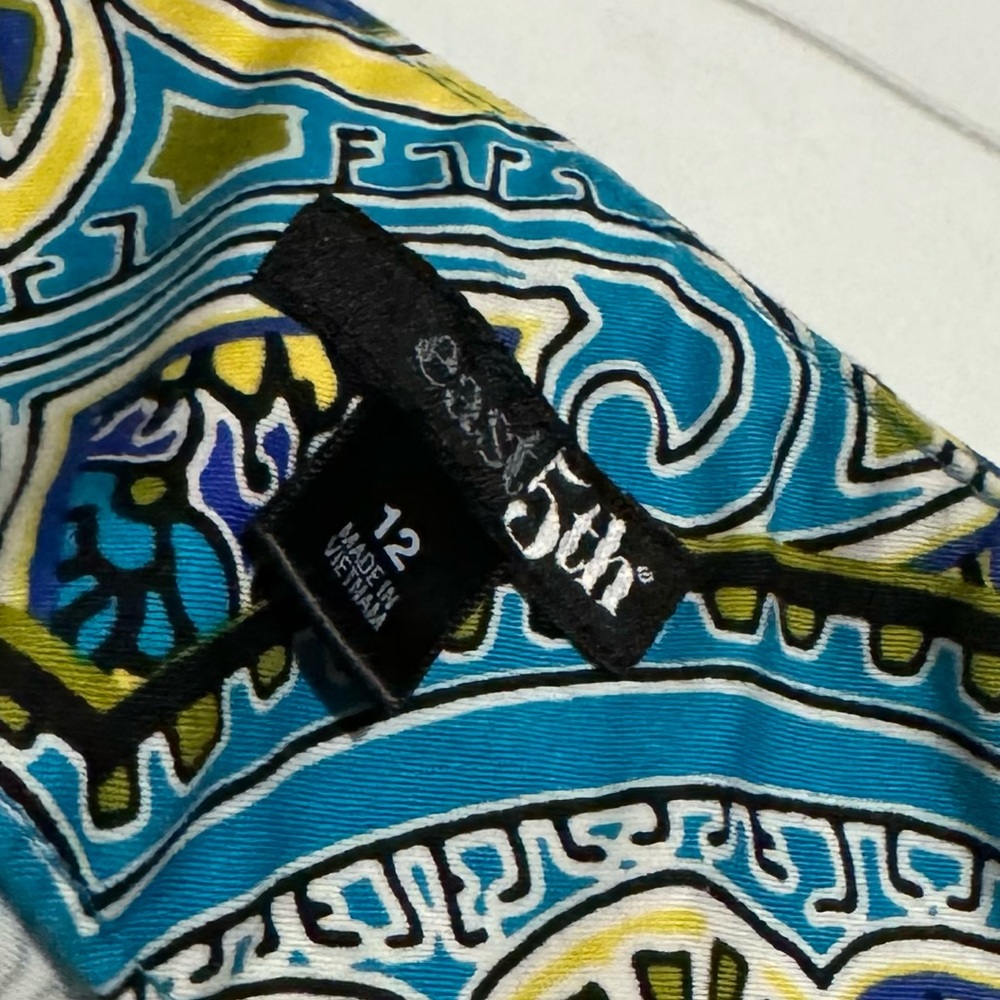 East 5th Blue Green Paisley‎ Geometric Long Modest Pencil Skirt Women’s Size 12 - Picture 2 of 5